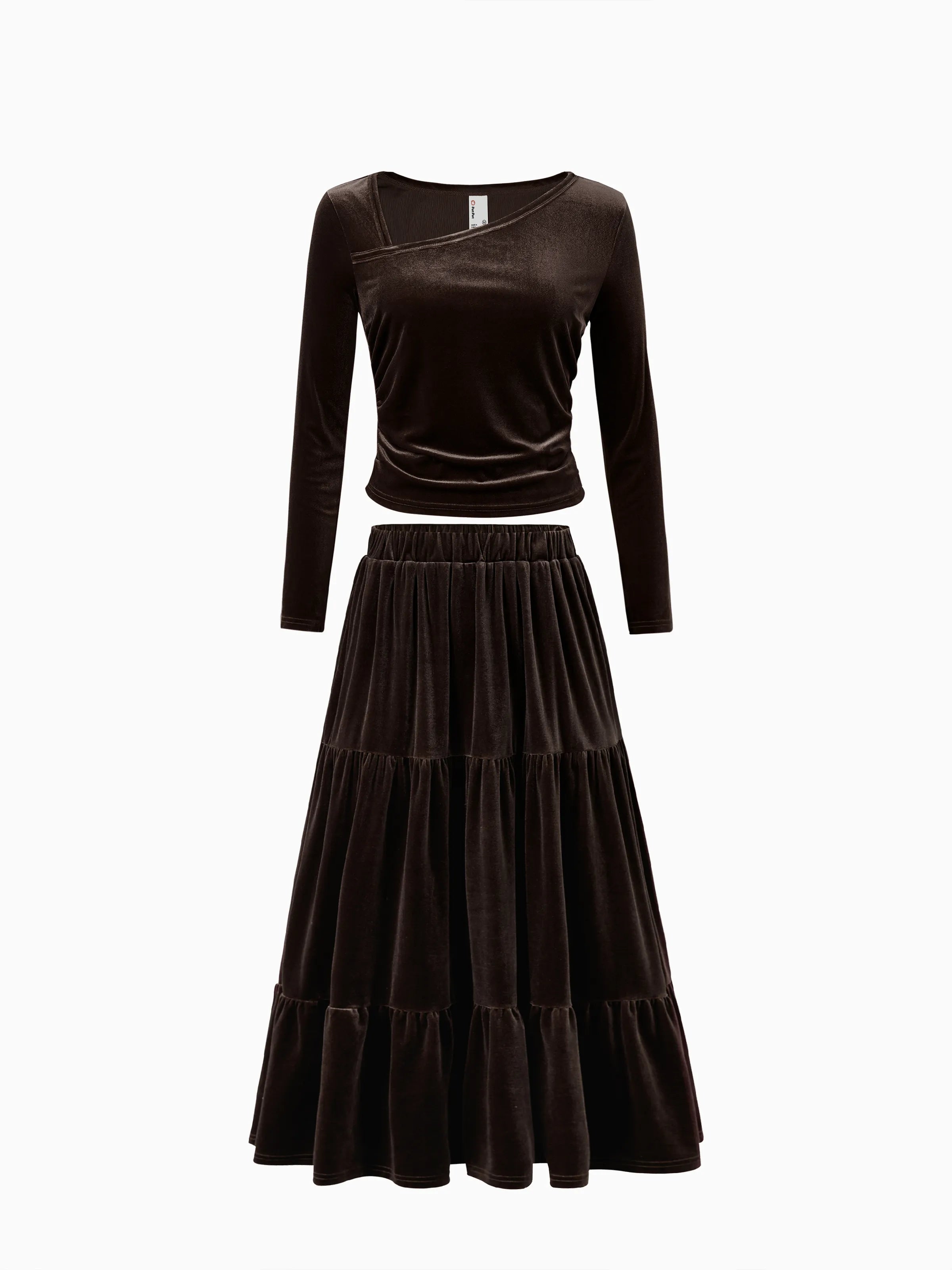 Velvet & Plaid Matching Family Outfits Dad/Son Shirts & Mom/Daughter Velvet Dresses Sets Dark Brown