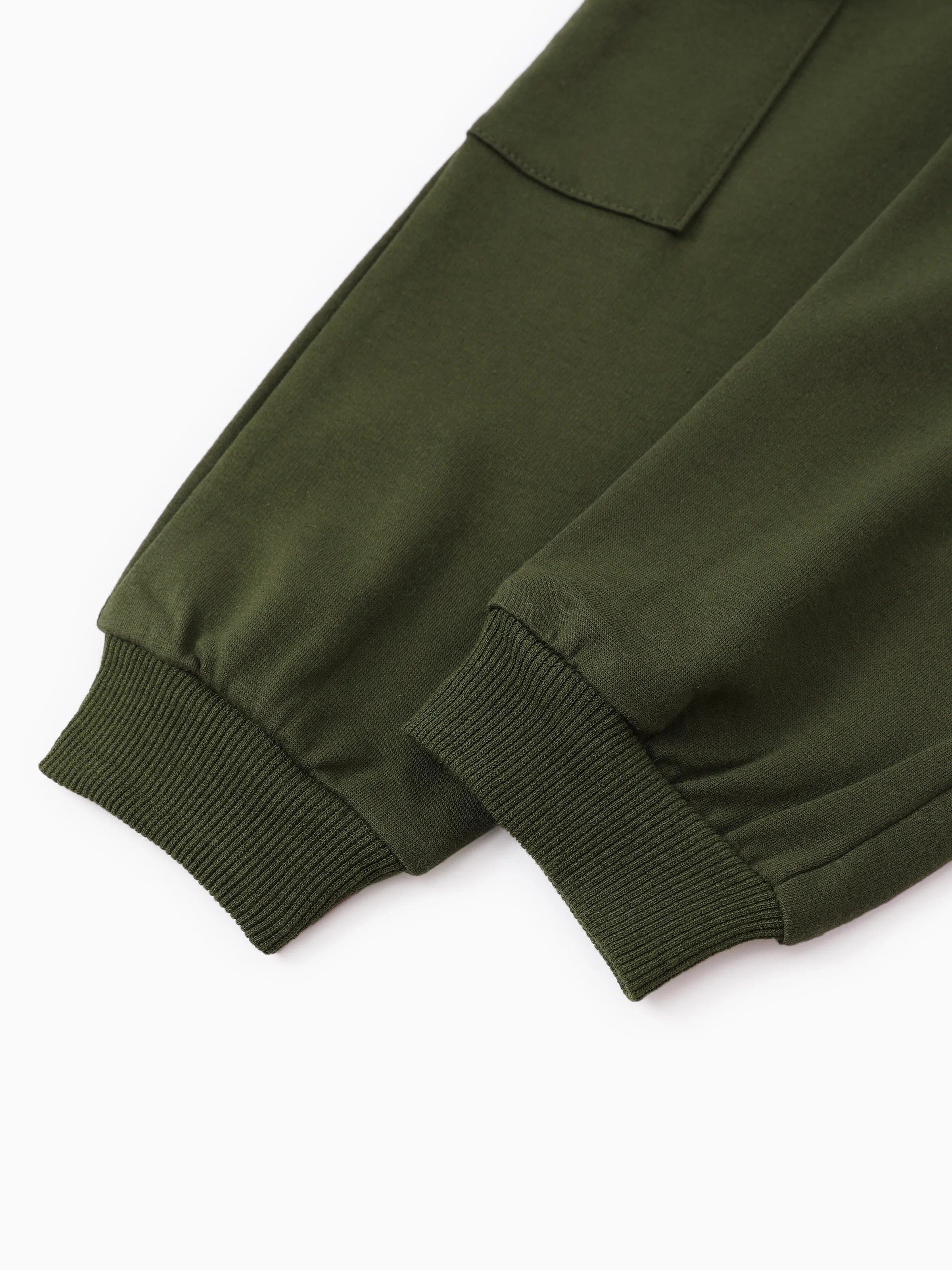 2pcs Todder Boy Cotton Stripe Set with Patch Pocket Army green