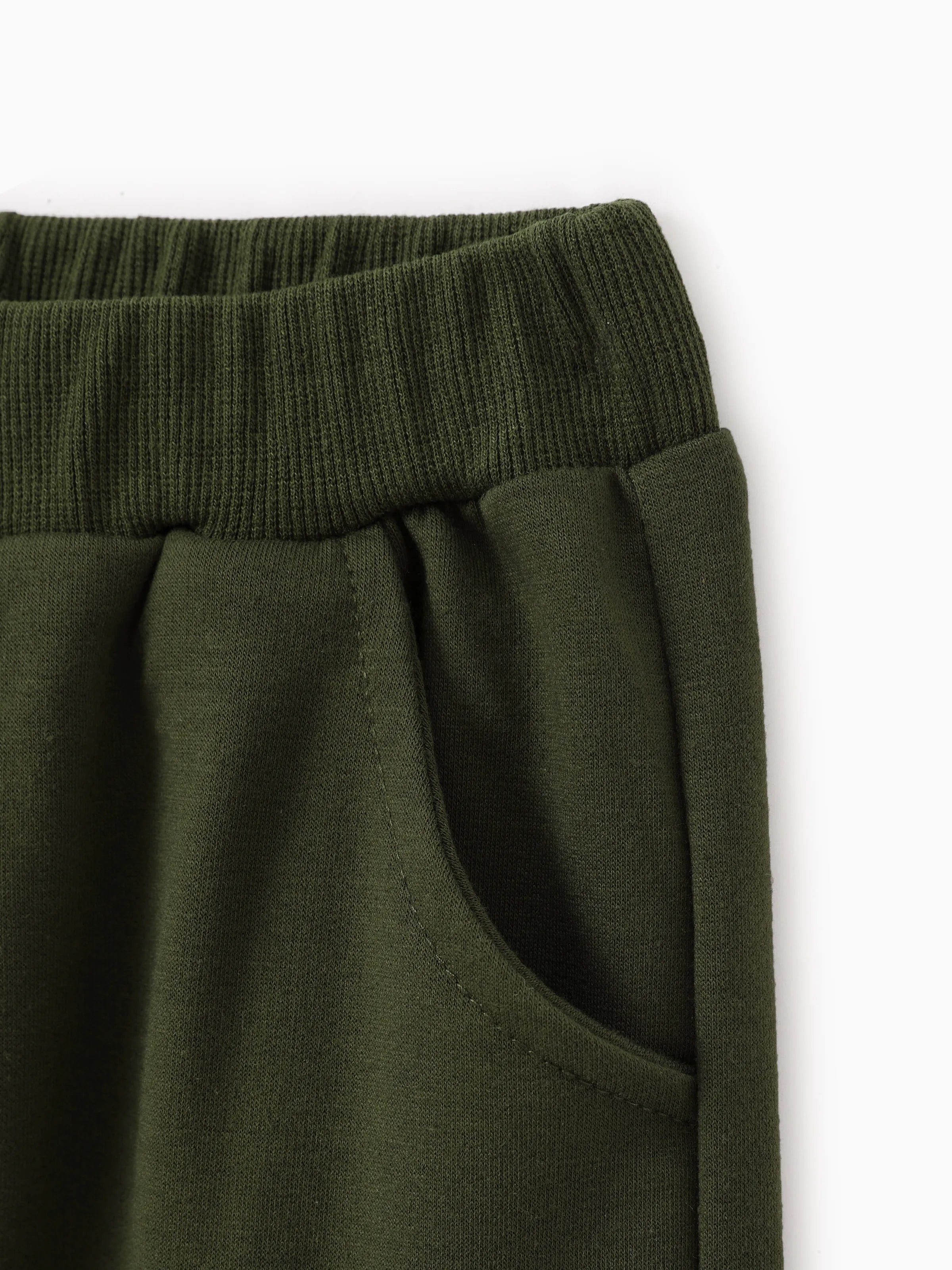 2pcs Todder Boy Cotton Stripe Set with Patch Pocket Army green