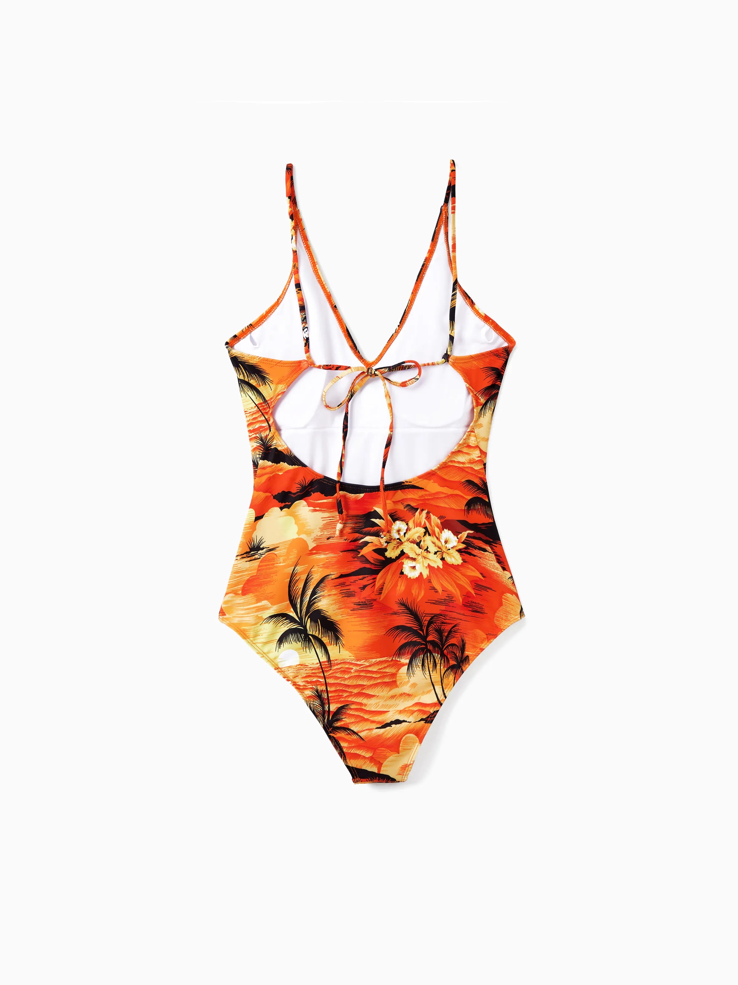 Tropical Hawaiian Swimsuits for Family Matching Swimwear Orange